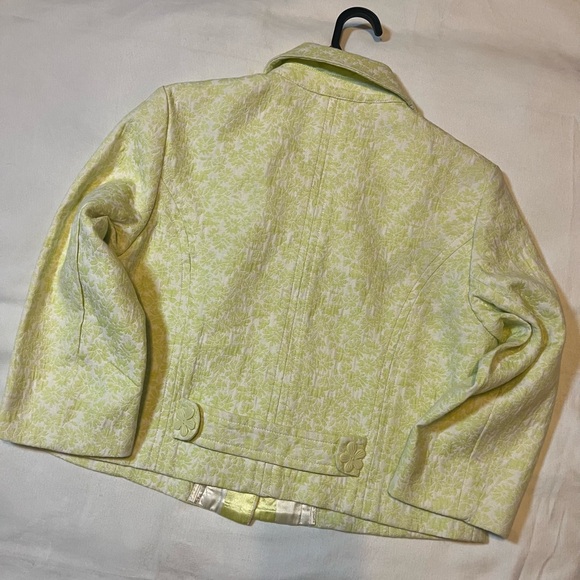 Bernardo Petite Sophisticate | Green Floral Cropped Jacket 14P - Picture 6 of 6